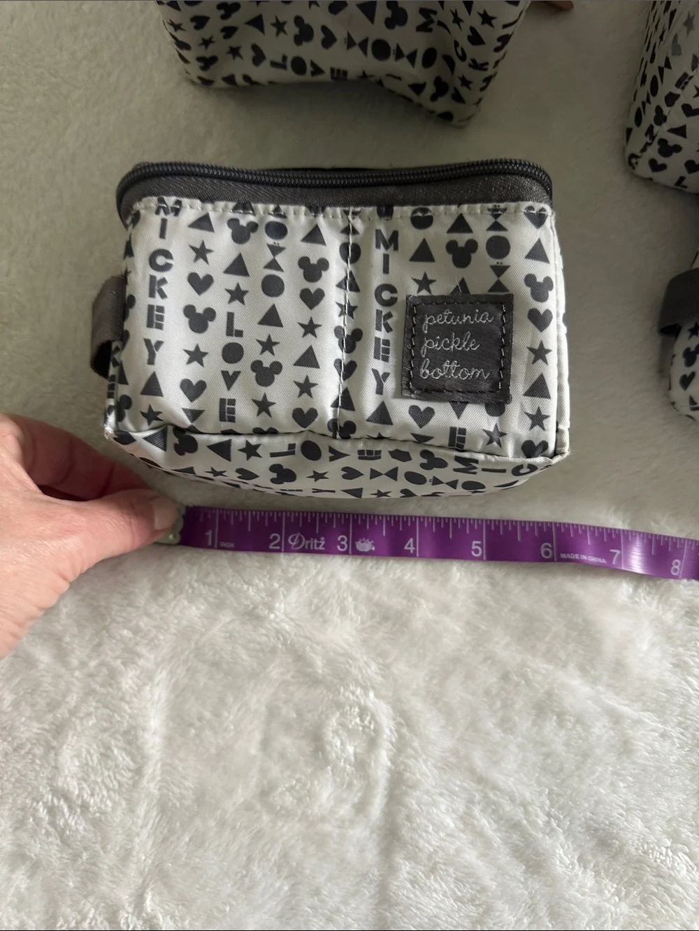Petunia Pickle Bottom Disney Gray & White Patterned Bag Pouch Set